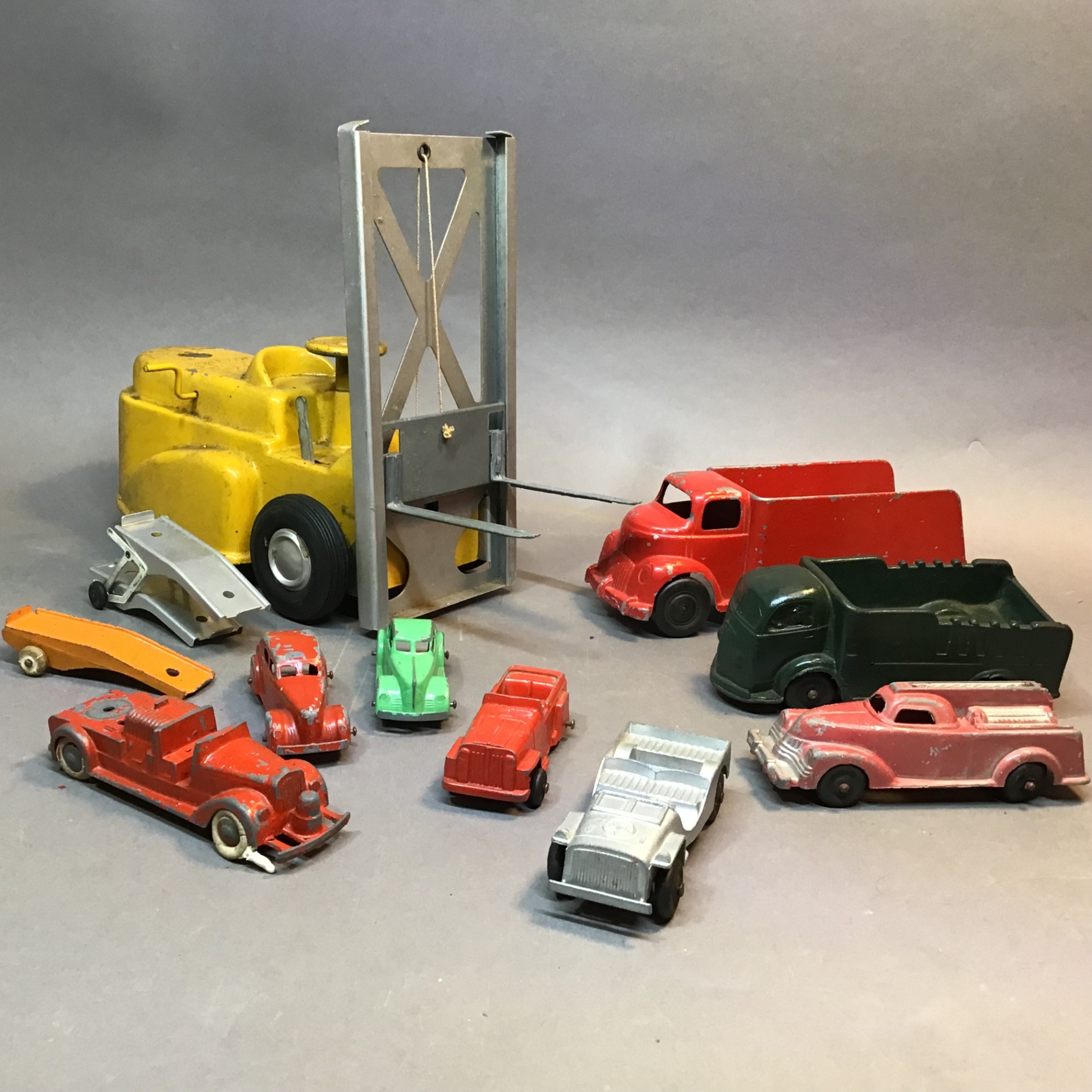 Vintage Aluminum Forklift & Toy Cars - image 1 of 14