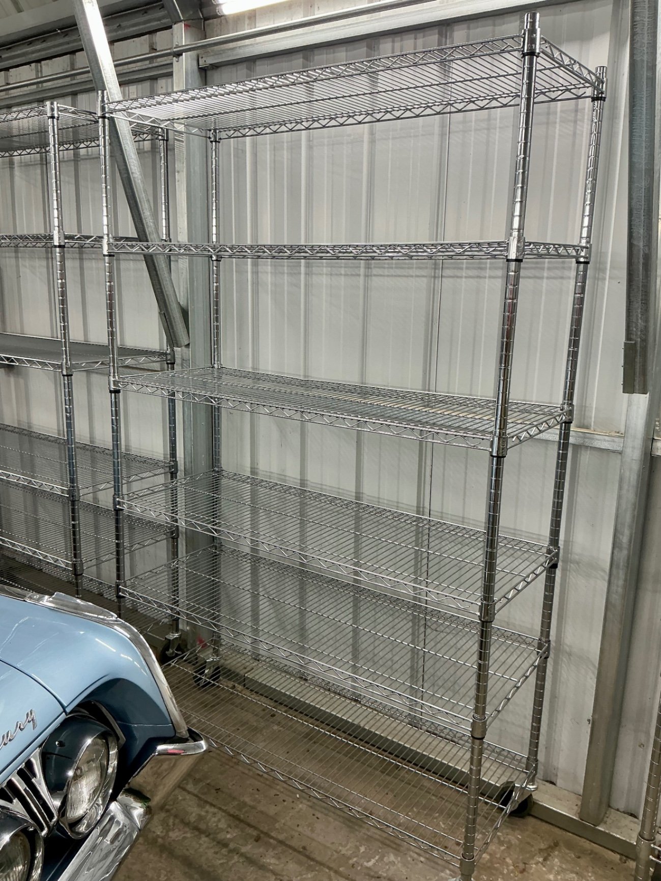 Industrial chrome wire shelving units on casters - image 4 of 4