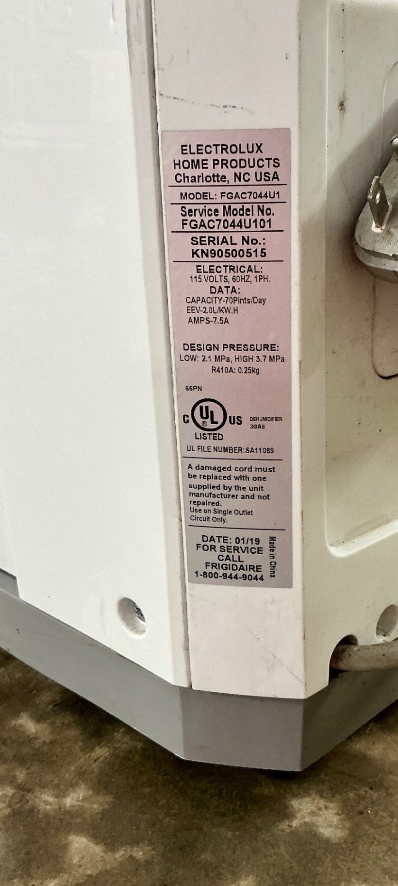 Frigidaire Gallery dehumidifier - image 5 of 5