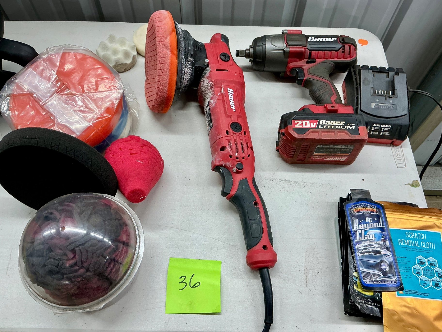 Bauer 20V cordless impact wrench kit and 6" Bauer orbit polisher with accessories - image 1 of 4
