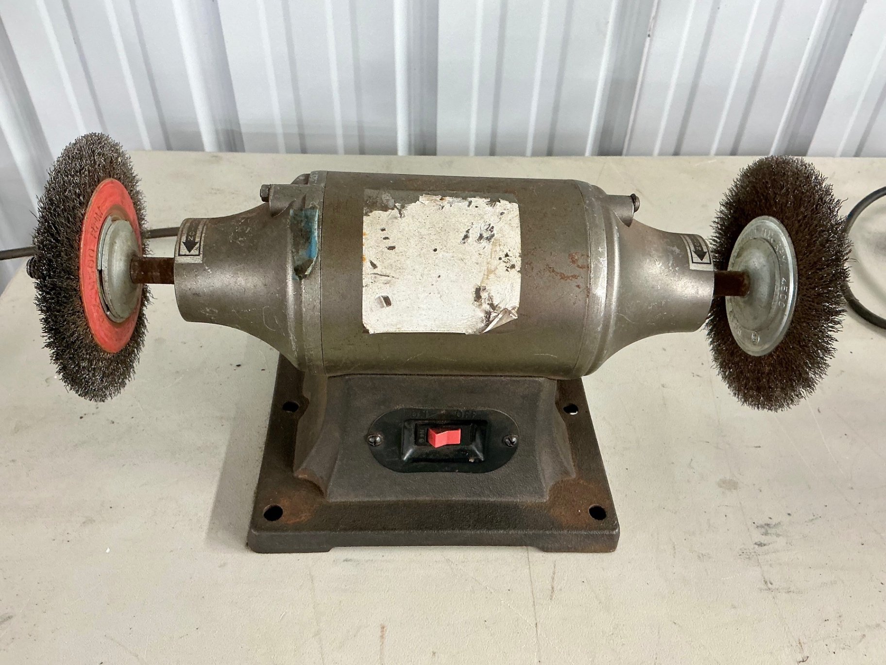 Bench grinder with dual wire-wheel attachments - image 2 of 3