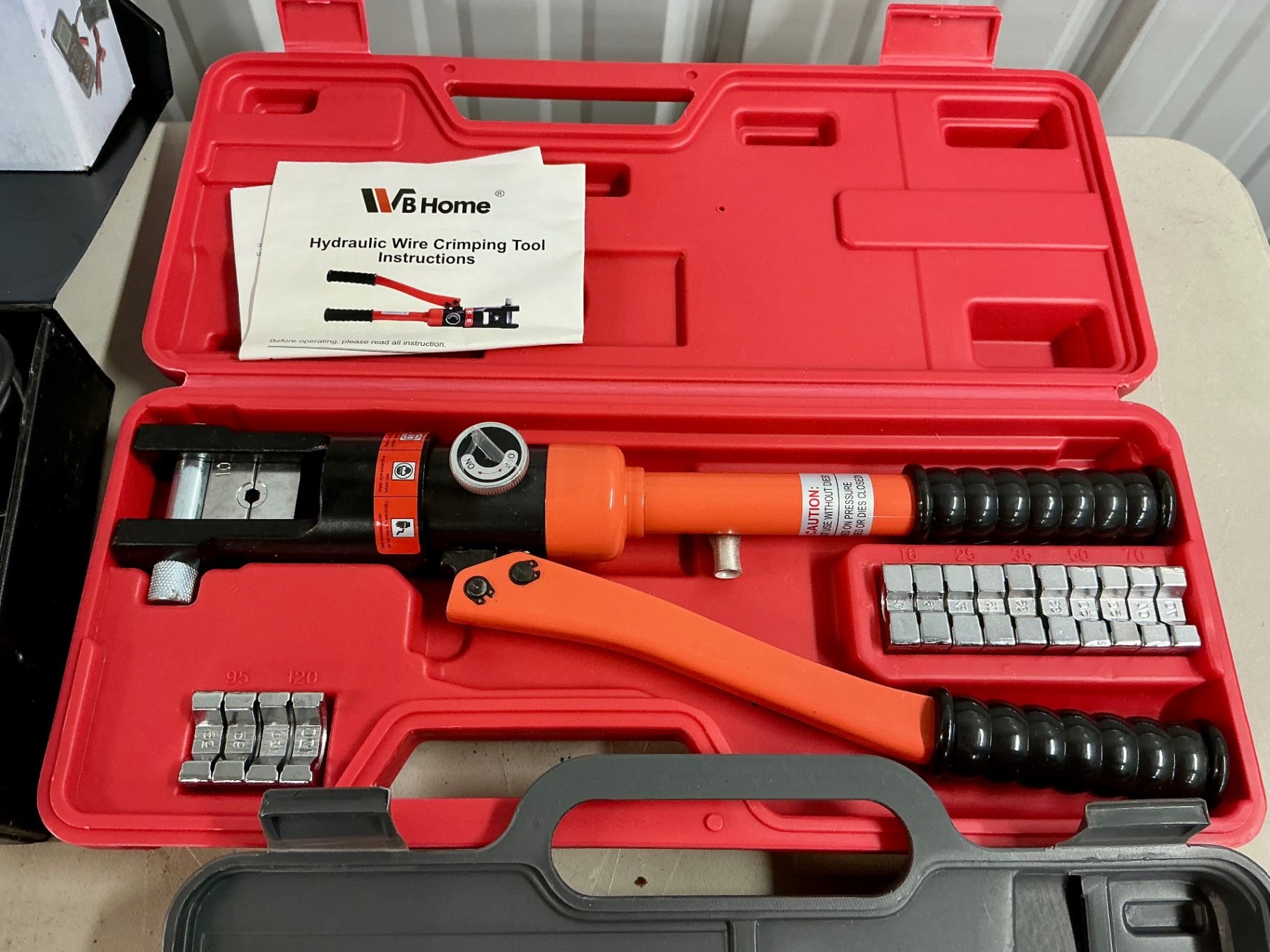 Automotive electrical tool kit with multimeter, battery charger, crimping tool, and socket set - image 3 of 6