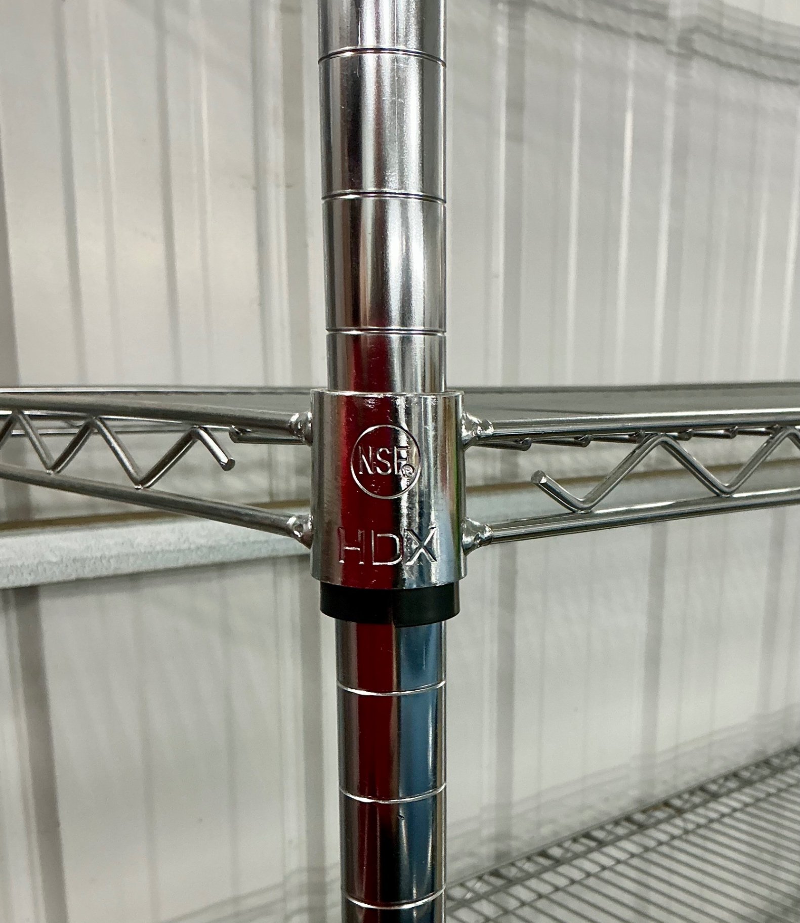 Two tall chrome wire shelving units on casters - image 3 of 4