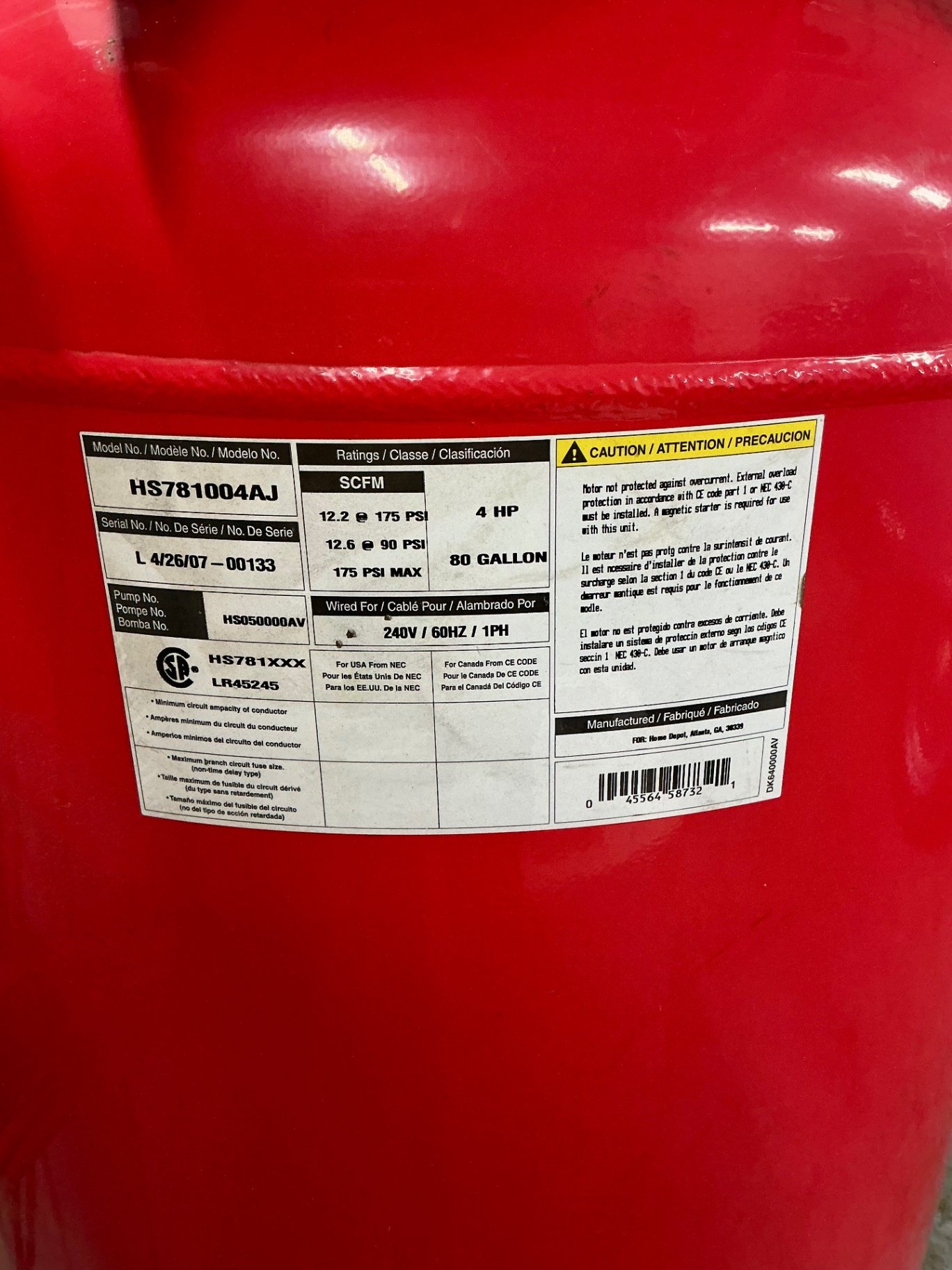 Husky Pro 80-Gallon Cast-Iron Two-Stage Air Compressor - image 3 of 5