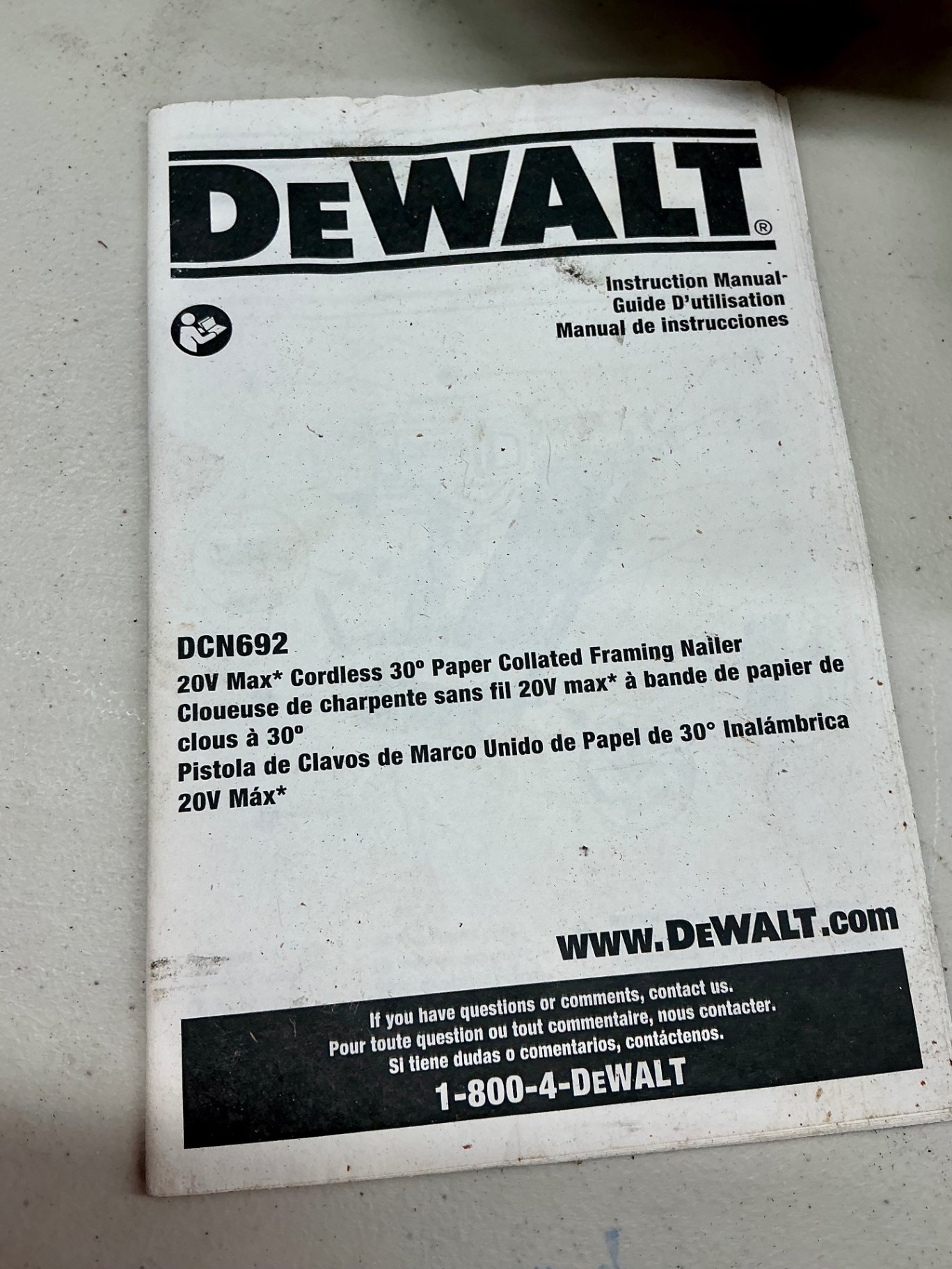 DeWalt 20V Max cordless framing nailer with charger, manual, and Paslode RoundDrive nails - image 4 of 5