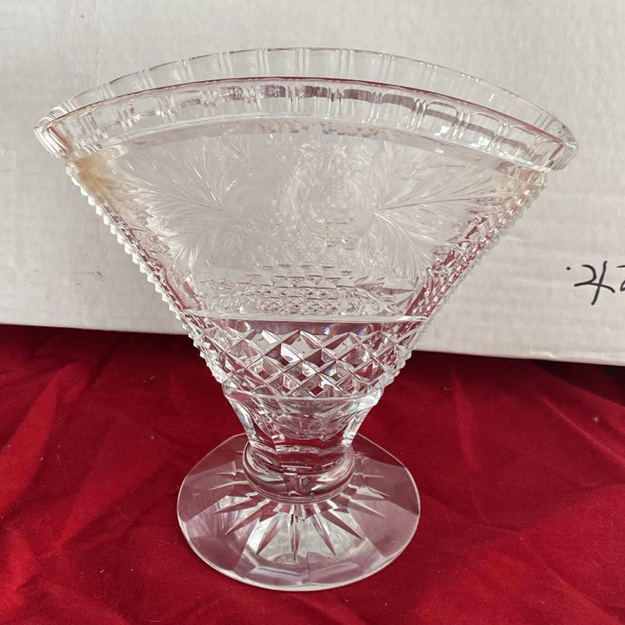 Edinburgh Crystal Thistle Vase, Lead Crystal Fan Vase And An Antique Celery Frosted Vase - image 8 of 15
