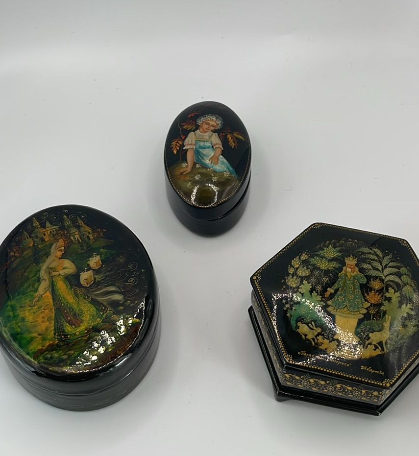Handpainted Russian Lacquer Boxes - image 1 of 15
