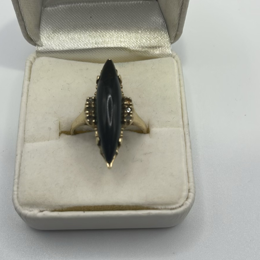 Marquise Cut 10k Onyx Ring - image 1 of 8