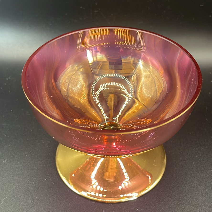 Vintage Bohemian Cased Glass Vase, Czech White Overlay Cut to Cranberry, Hand Painted Floral 7””. - image 10 of 18