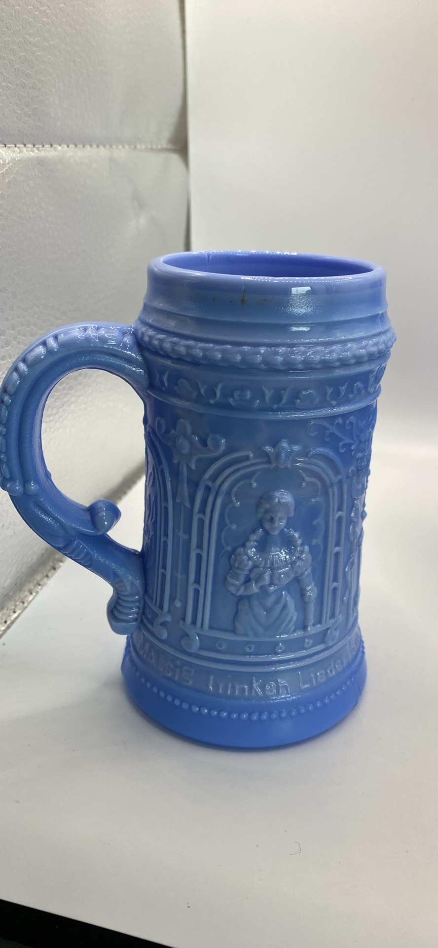 Blue Slag Milk Glass Steins And Pairpoint Plates - image 6 of 12