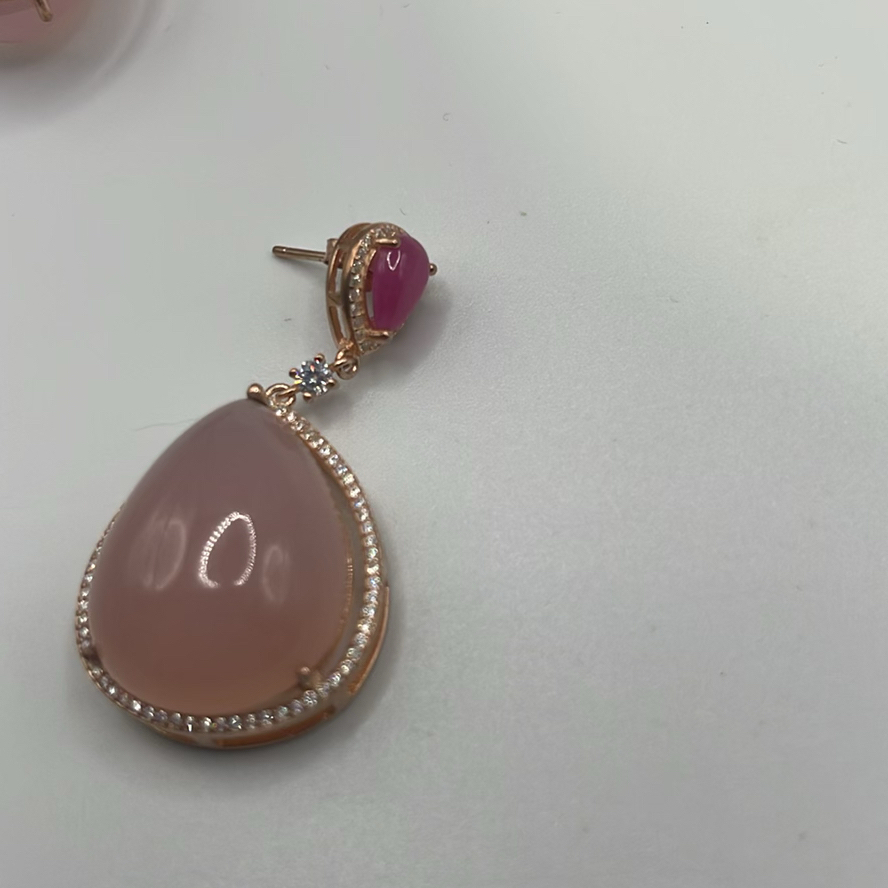 Rose Gold Plated 925 Silver And Rose Quartz Set - image 11 of 13