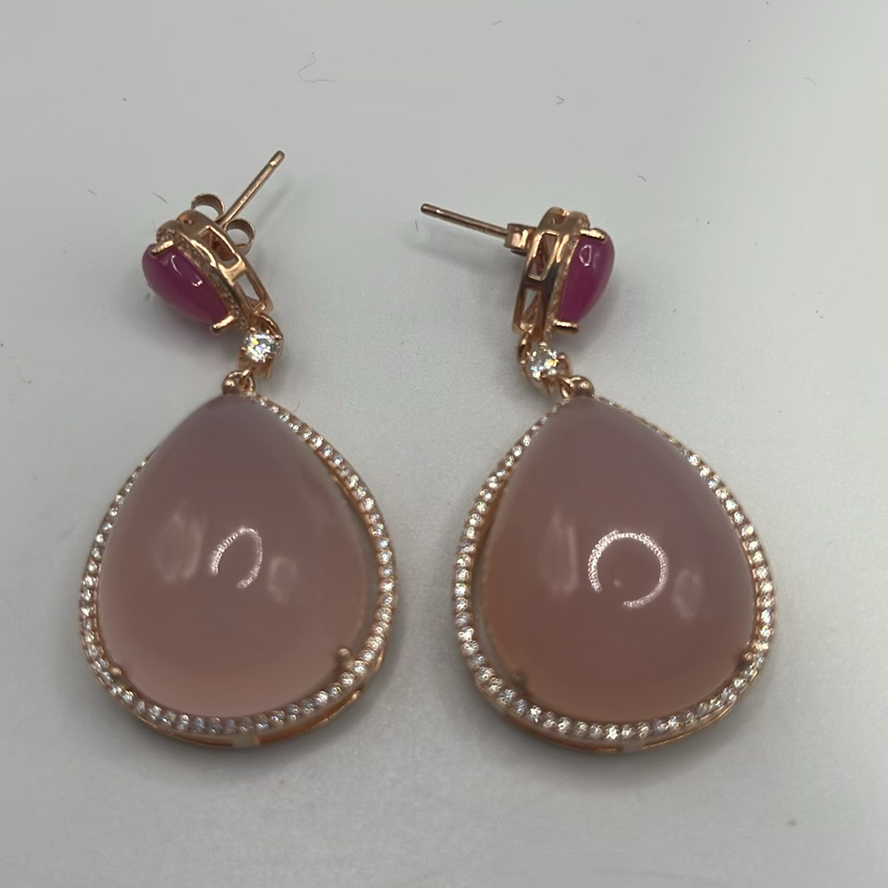 Rose Gold Plated 925 Silver And Rose Quartz Set - image 9 of 13