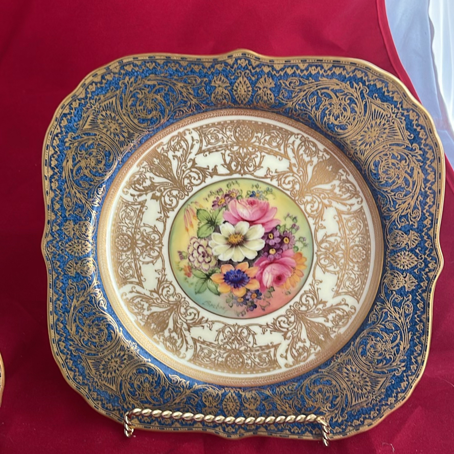 Vintage Royal Worcester 1941 22k Gold Border Square Plates (3) - image 5 of 11