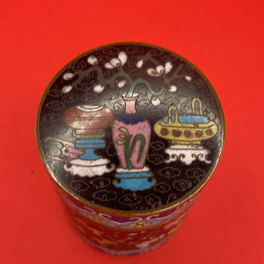 Cloisonné Decorative Items Including Horse Figurine, Teapot, Box, and Napkin Ring - image 6 of 15