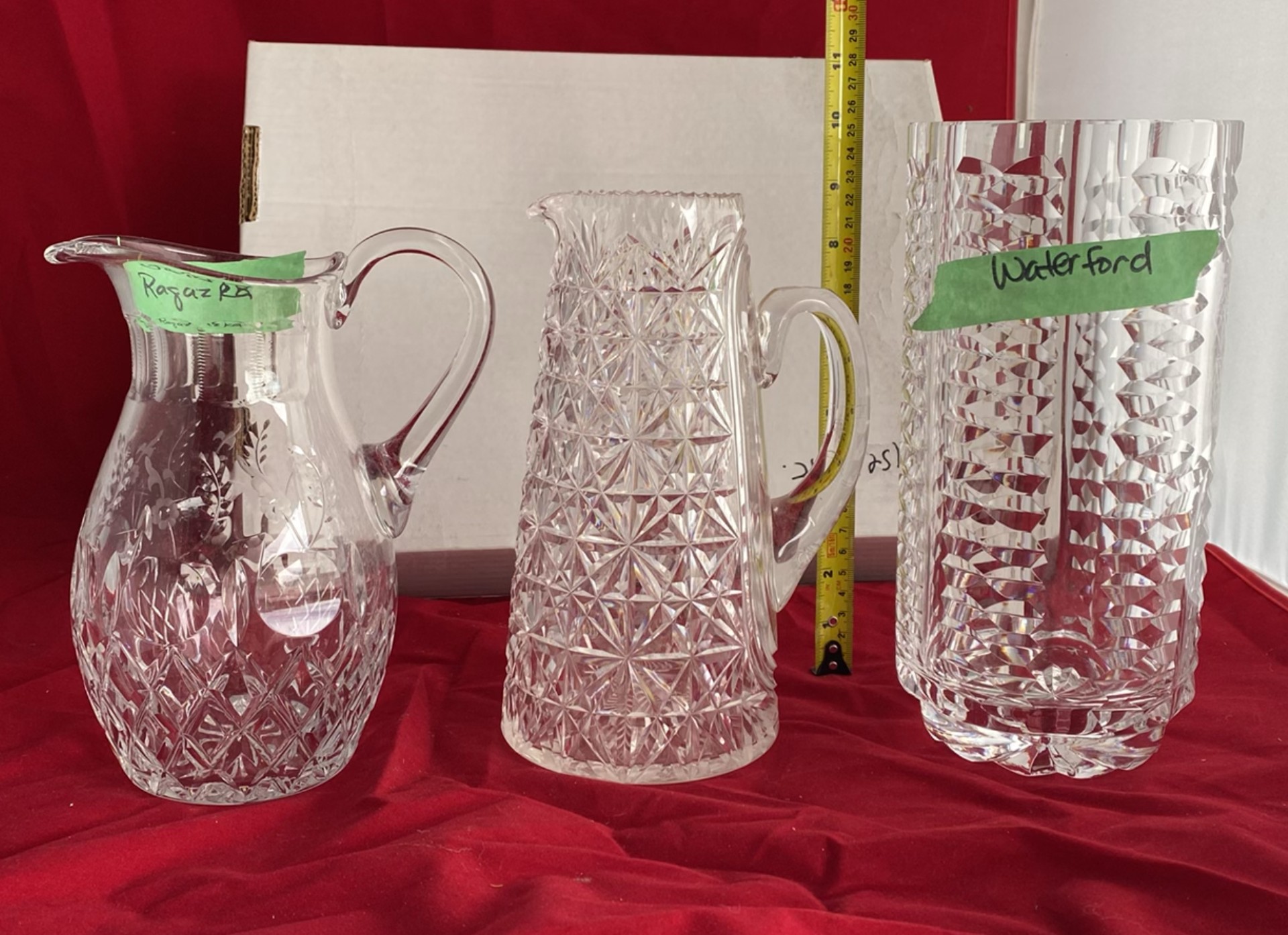 Waterford Alana Crystal Vase, Thomas Webb Water Pitcher and Rogasksa Pitcher - image 2 of 15