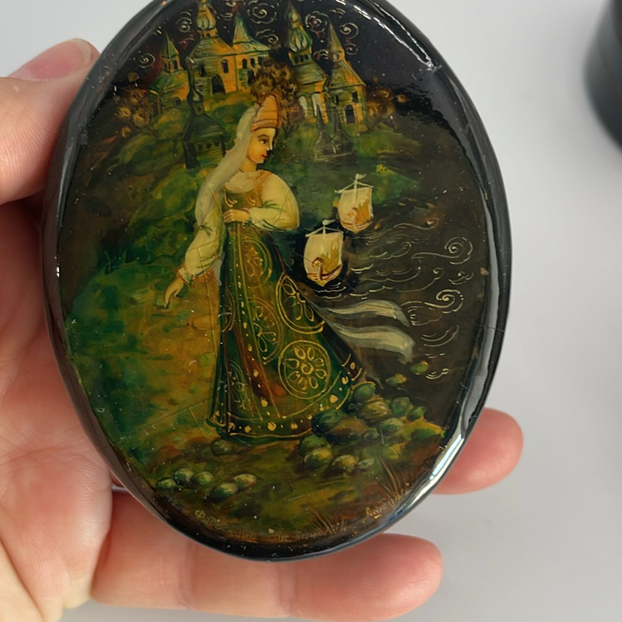 Handpainted Russian Lacquer Boxes - image 4 of 15