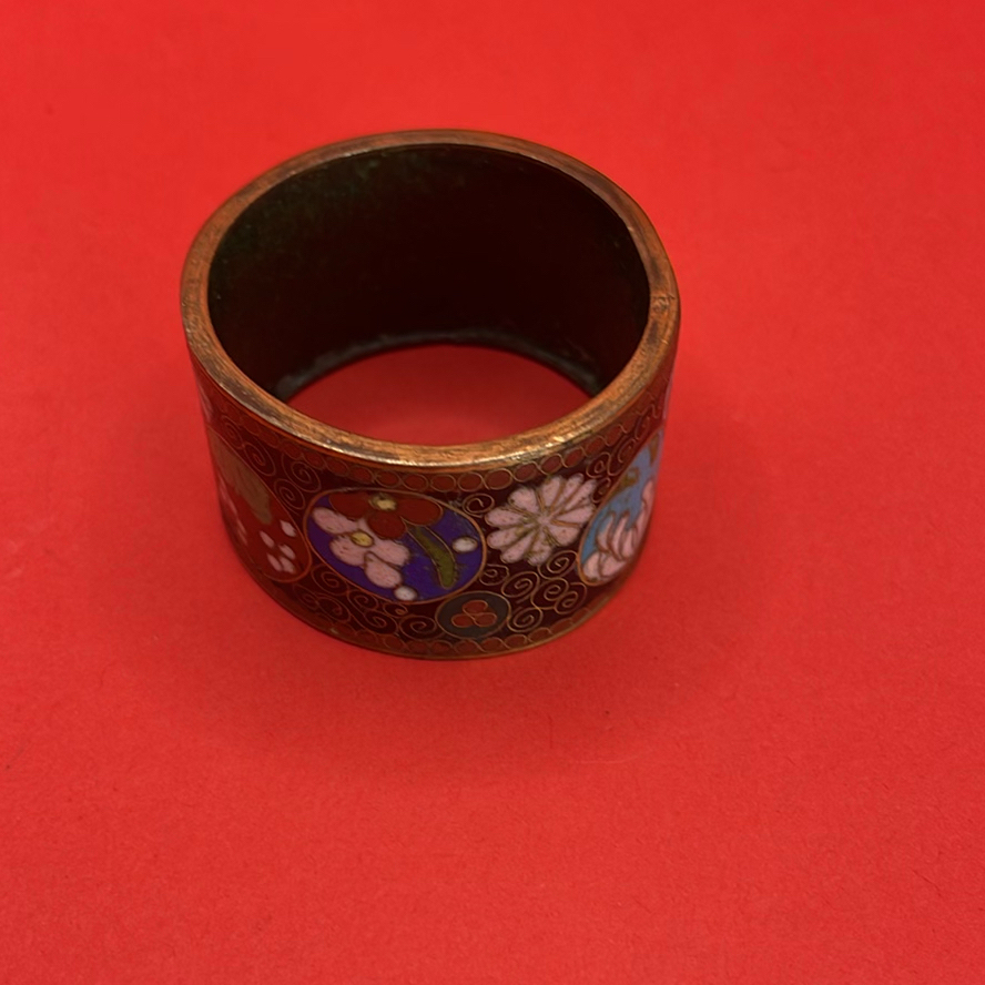Cloisonné Decorative Items Including Horse Figurine, Teapot, Box, and Napkin Ring - image 11 of 15