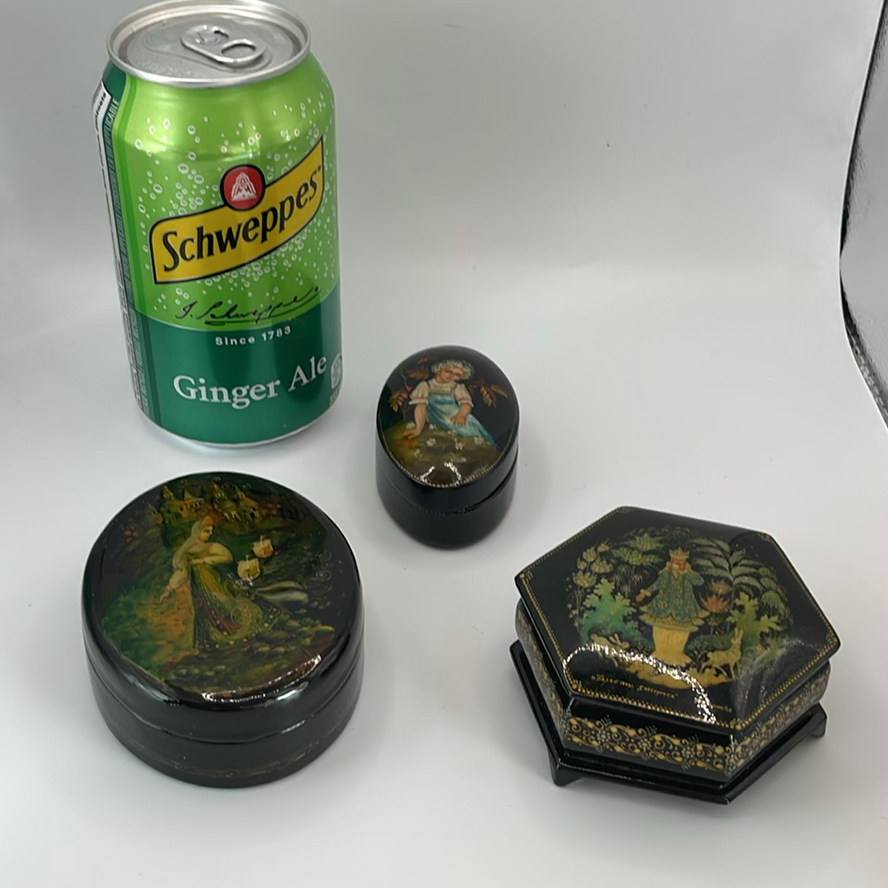 Handpainted Russian Lacquer Boxes - image 3 of 15