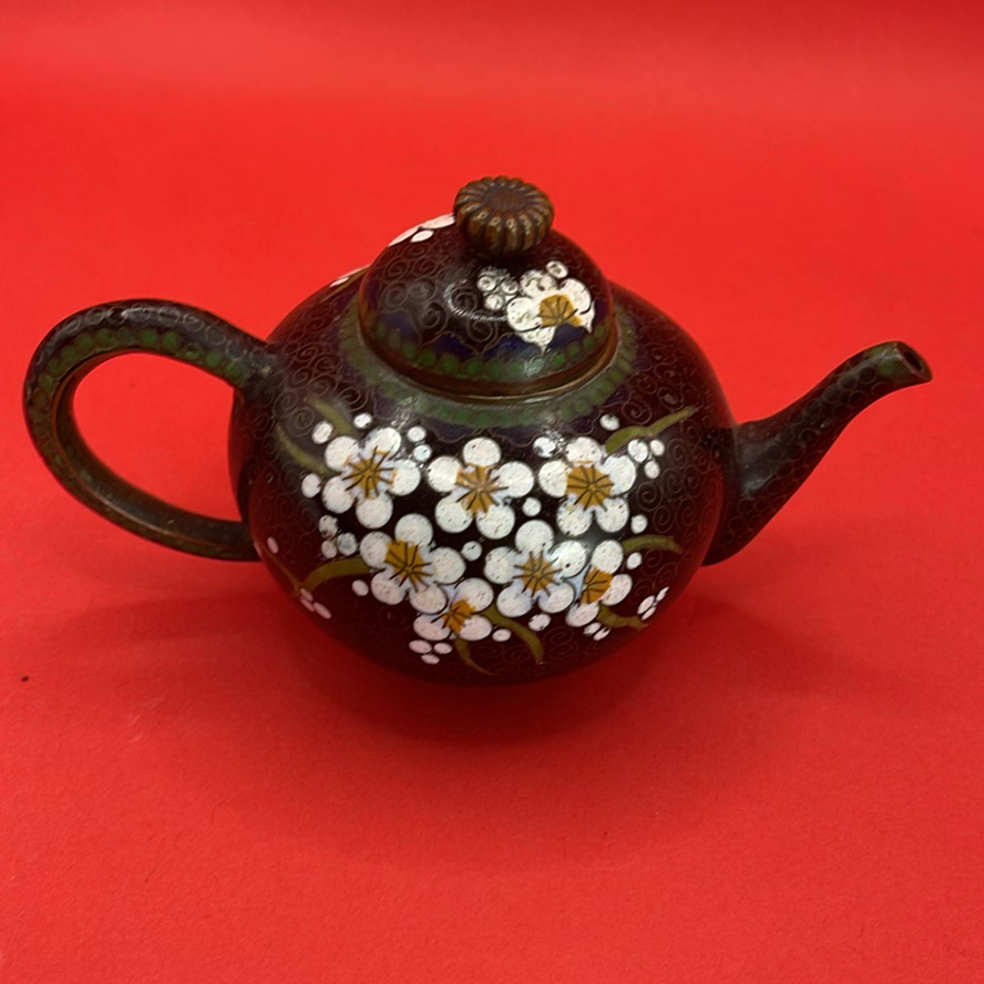 Cloisonné Decorative Items Including Horse Figurine, Teapot, Box, and Napkin Ring - image 14 of 15