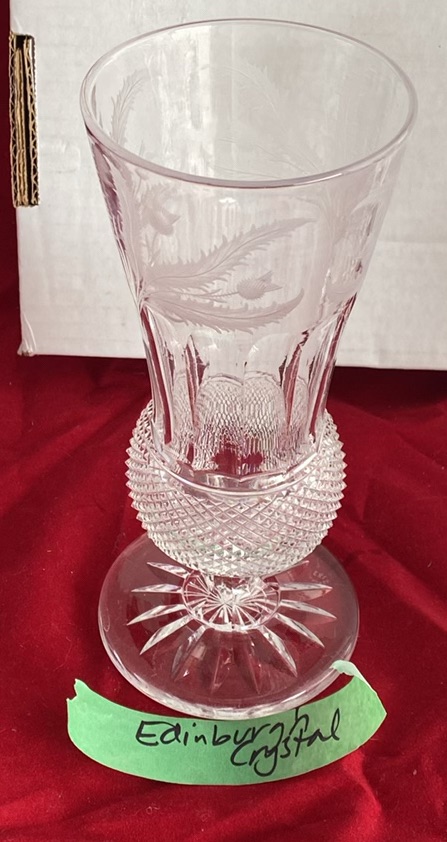 Edinburgh Crystal Thistle Vase, Lead Crystal Fan Vase And An Antique Celery Frosted Vase - image 11 of 15