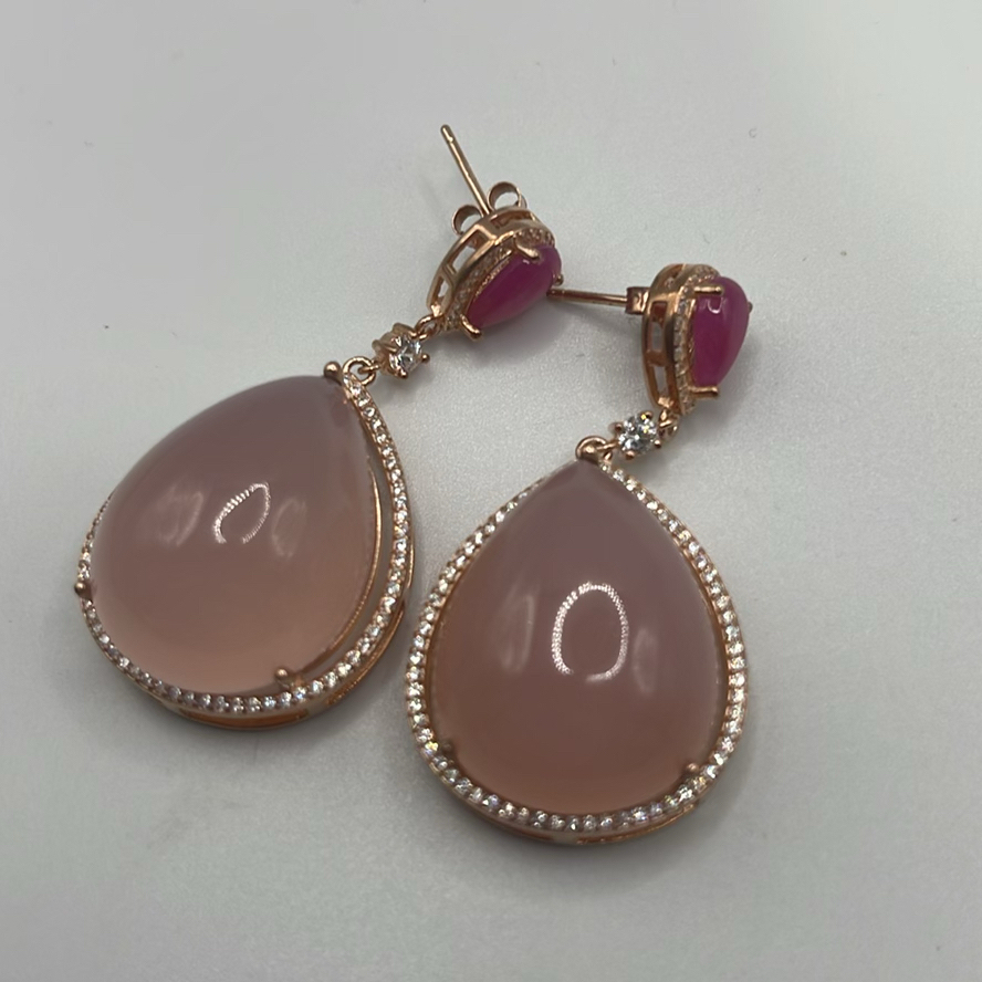 Rose Gold Plated 925 Silver And Rose Quartz Set - image 12 of 13