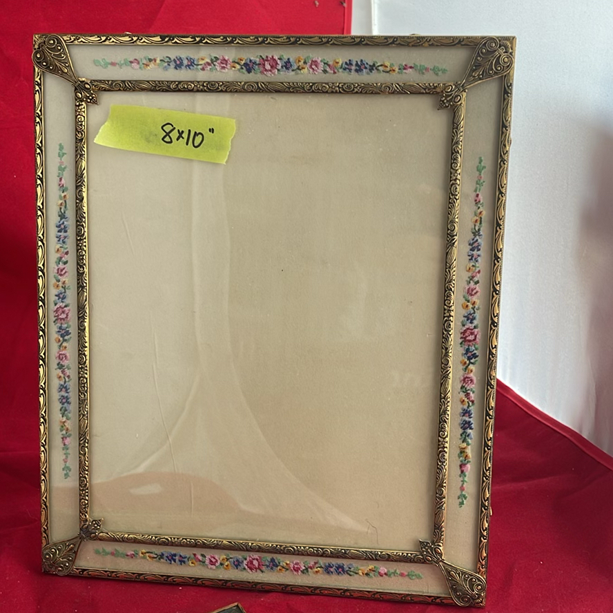 French Silk Tapestry By A. Perez, Petit Point Needlepoint And Metal Picture Frame - image 2 of 21