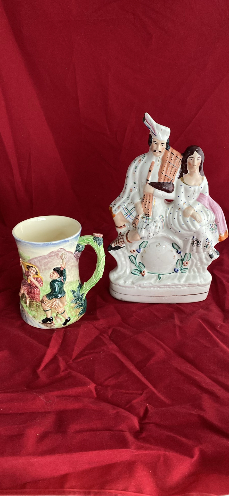 Antique Staffordshire Figurine and English Ceramic Musical Mug - image 1 of 16