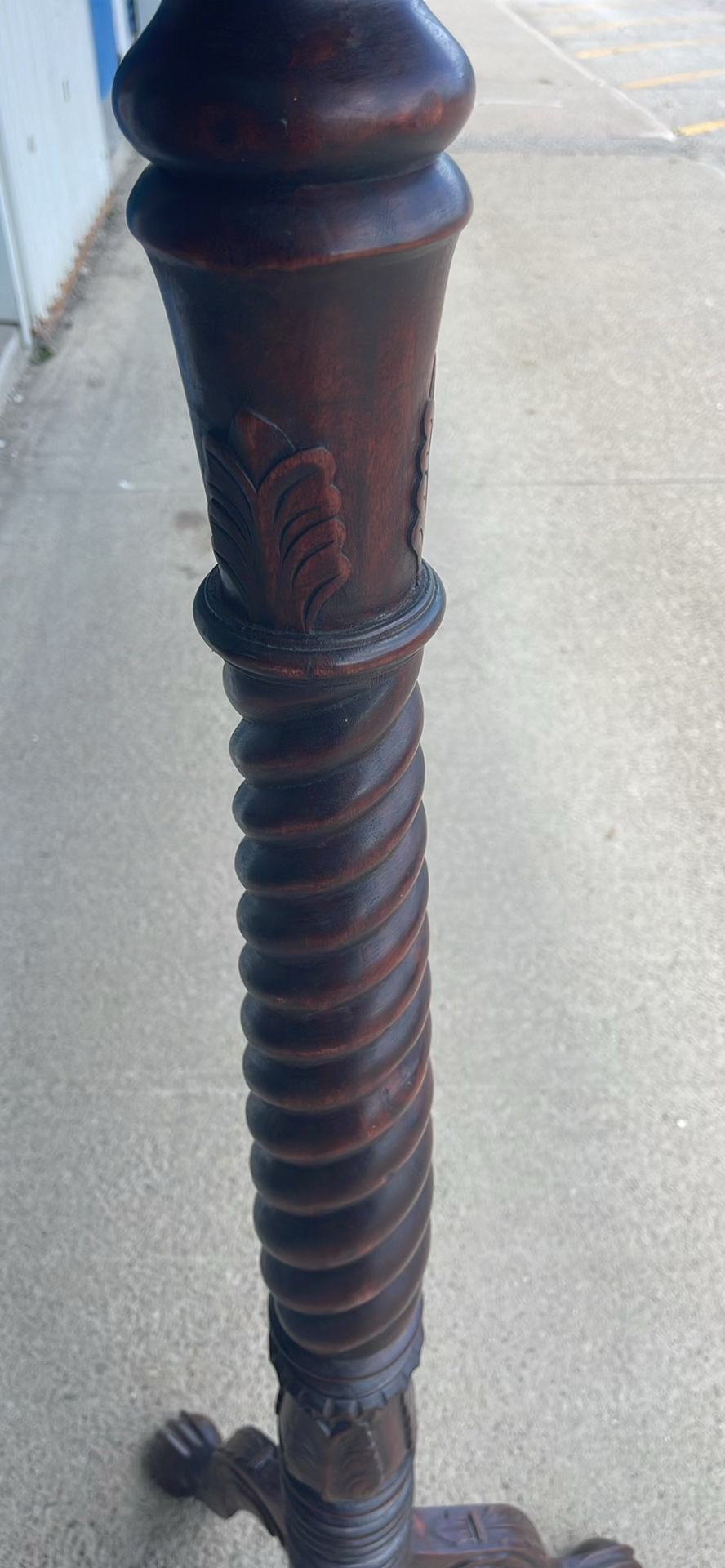 Carved Wooden Pedestal Plant Stand - image 3 of 6