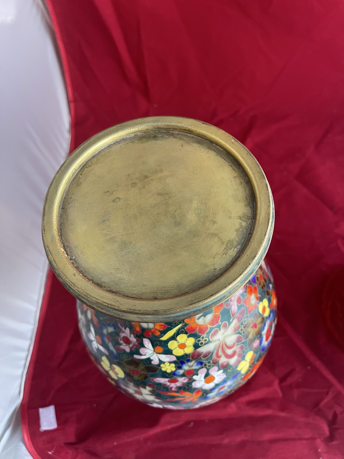 Cloisonne Large Mille Fleurs Vase, Antique Milk Glass - image 9 of 9