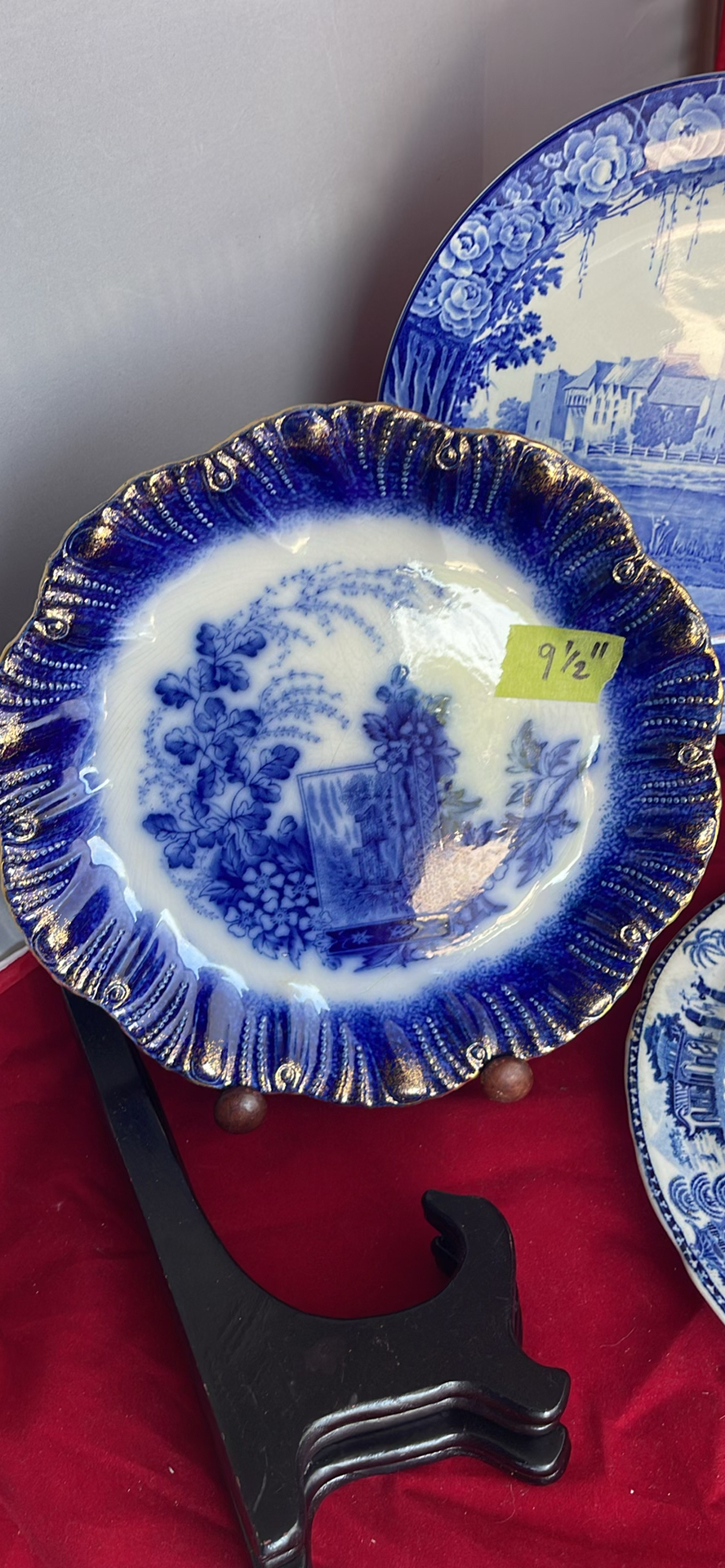 7 Antique Plates Including 2 Formosa And Spode 1815 Plate With Elephant  And Wooden Stands - image 2 of 22