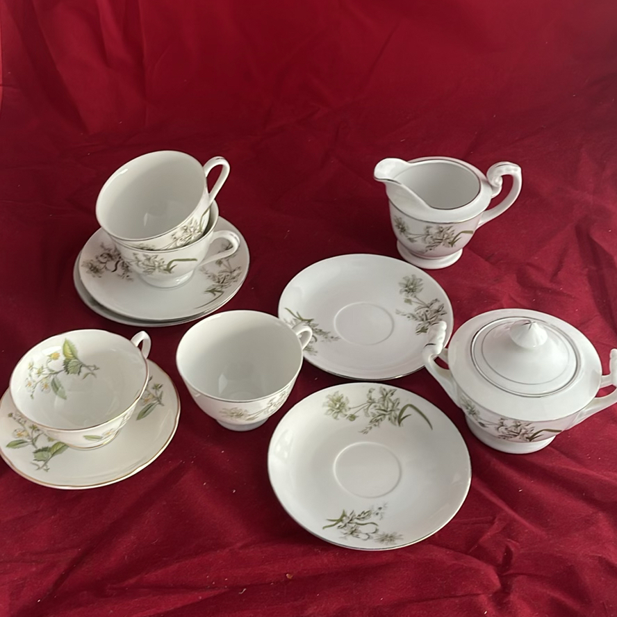 Teacup And Saucers And Cream And Sugar - image 1 of 15