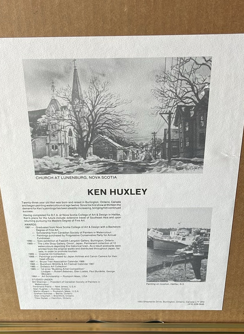Ken Huxley Original Watercolour Farmer’s Lane Truro N.S. - image 8 of 12