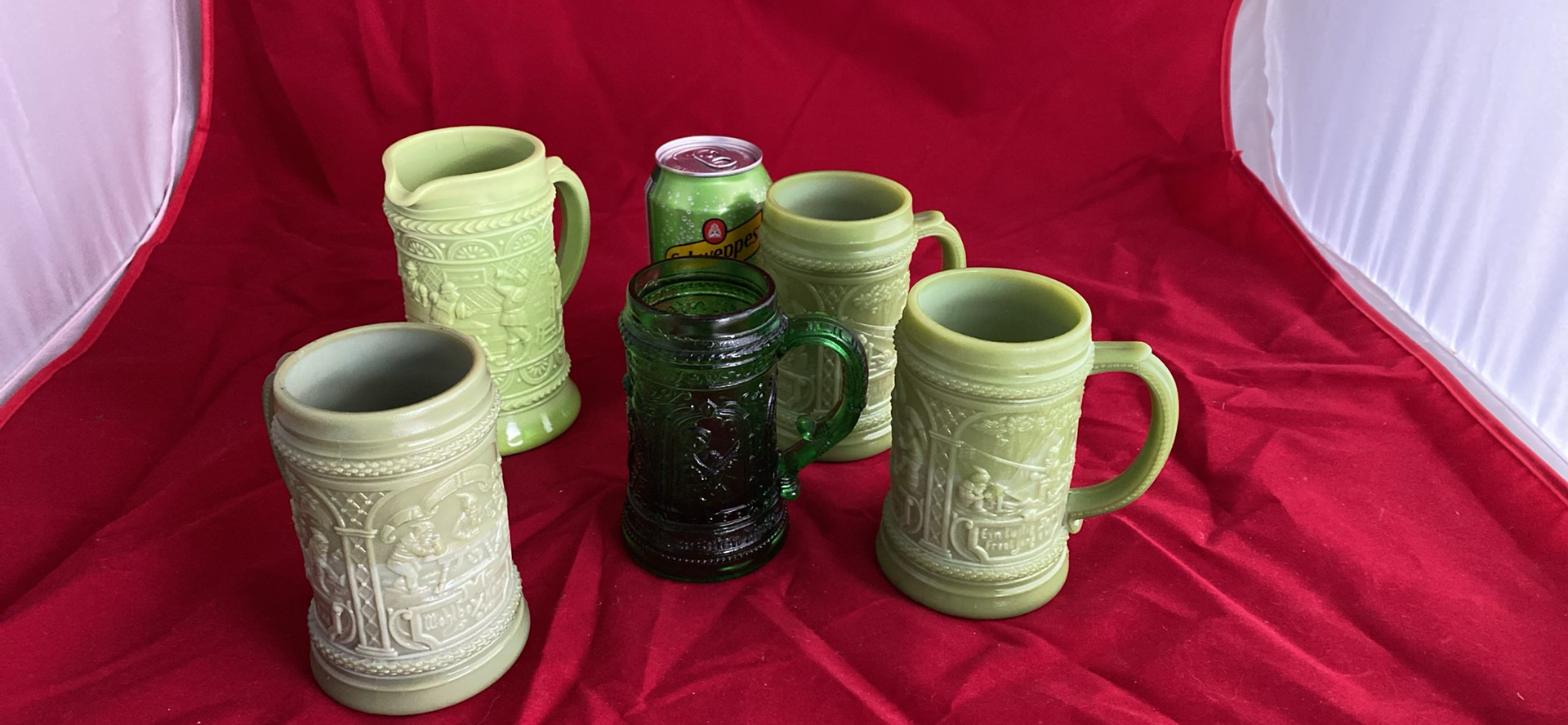 Slag Glass Beer Steins And Pitcher Stein - image 1 of 16