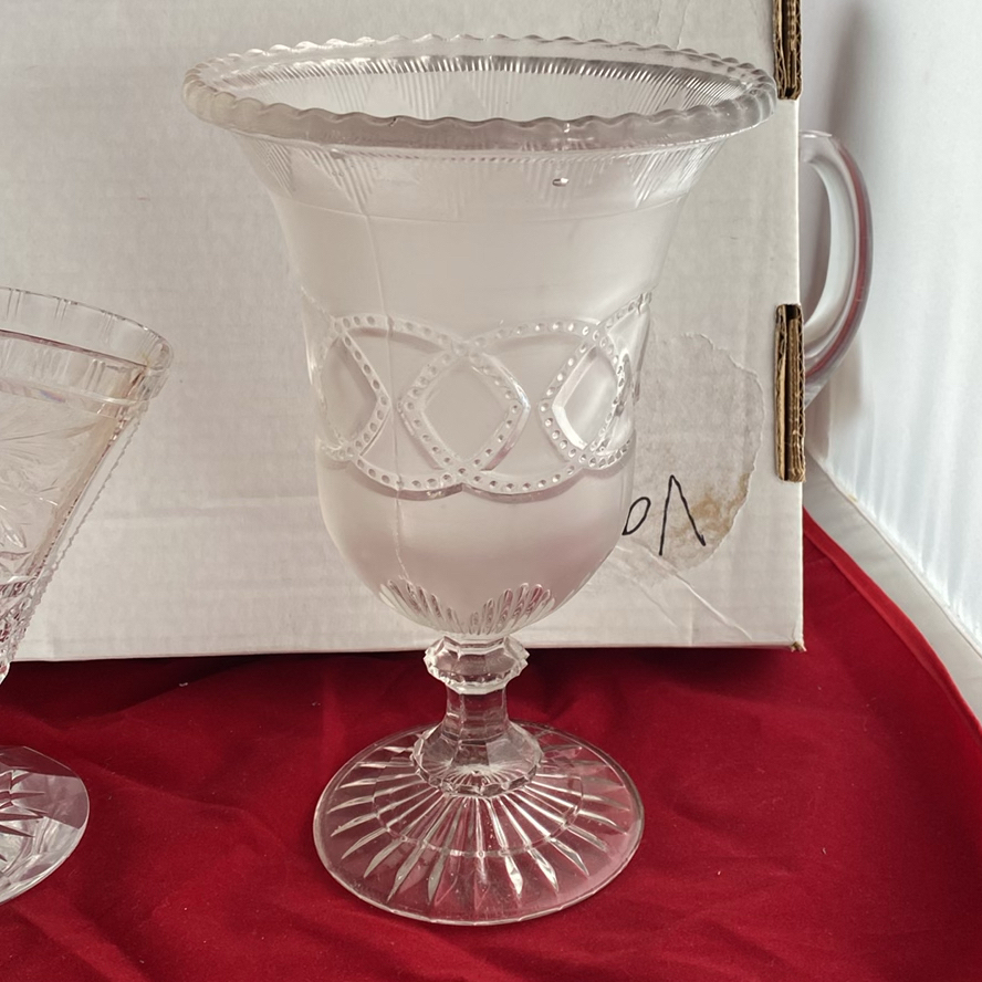Edinburgh Crystal Thistle Vase, Lead Crystal Fan Vase And An Antique Celery Frosted Vase - image 3 of 15