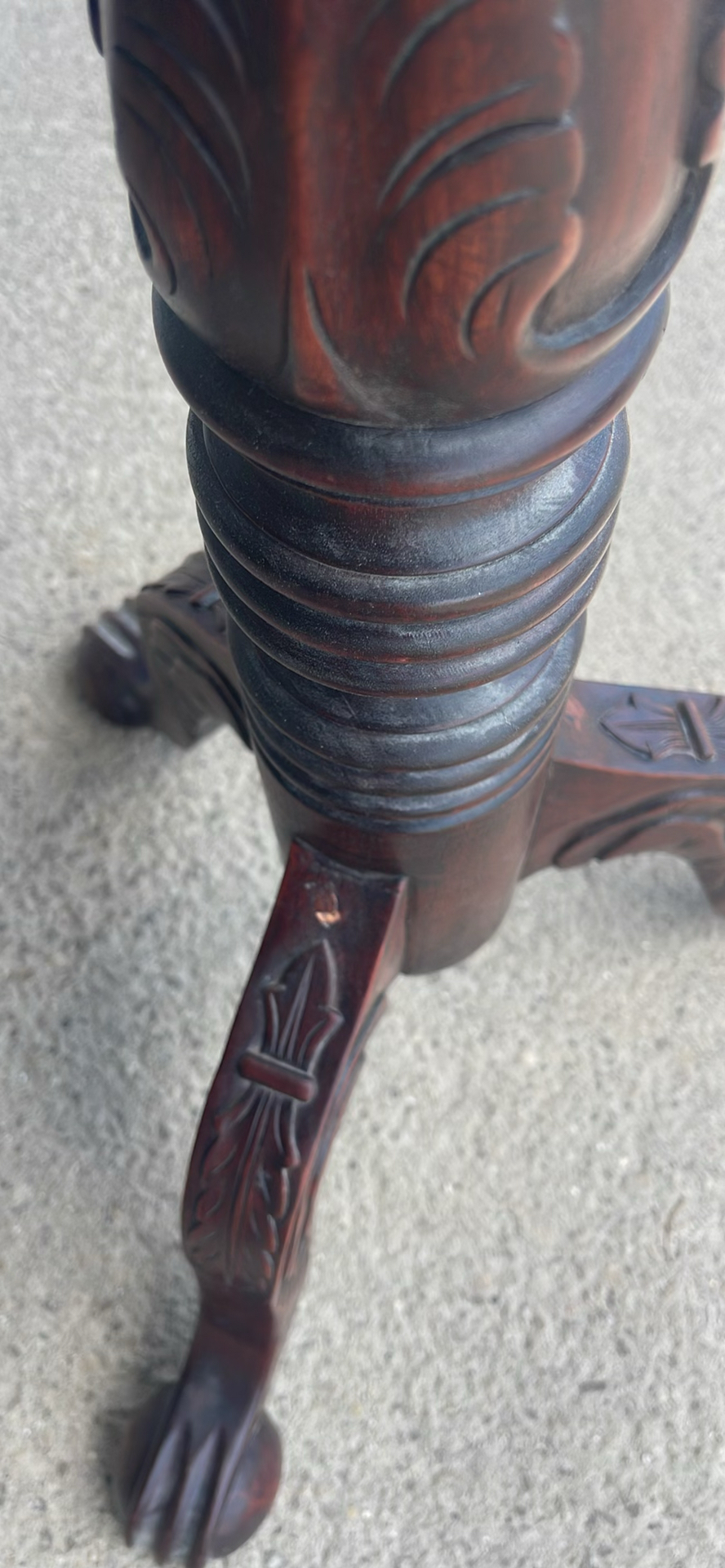 Carved Wooden Pedestal Plant Stand - image 4 of 6