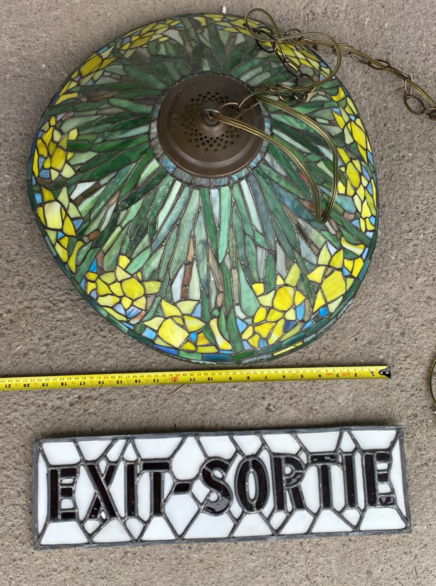 Tiffany Style Lamp Fixture and Stained Glass Exit sign - image 2 of 8