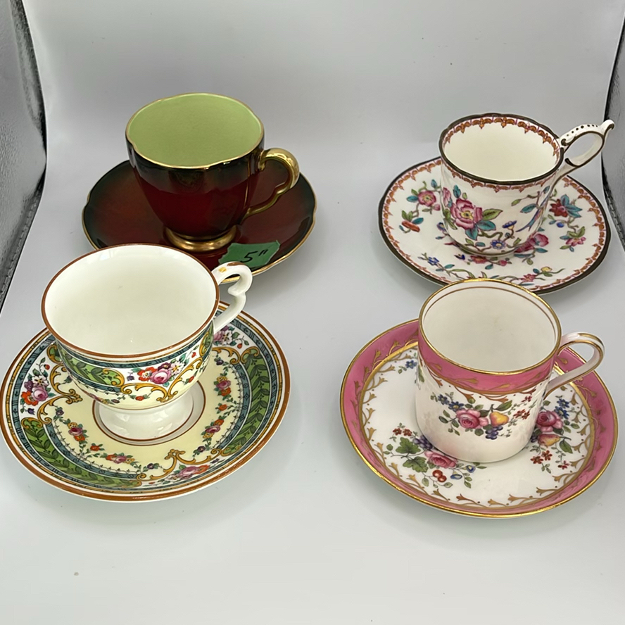 Lot of 4 Vintage & Antique Fine Porcelain Demitasse Sets - English & European Fine China - image 1 of 20