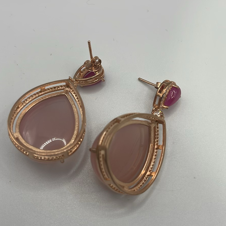 Rose Gold Plated 925 Silver And Rose Quartz Set - image 10 of 13