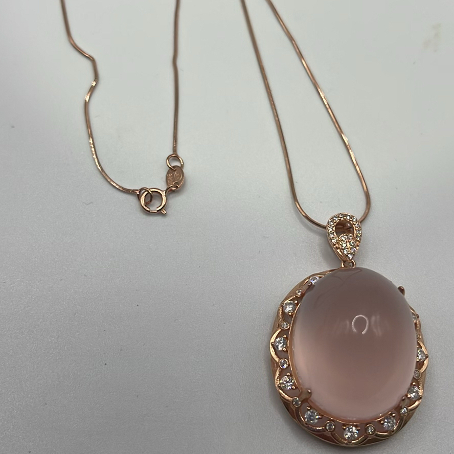 Rose Gold Plated 925 Silver And Rose Quartz Set - image 3 of 13