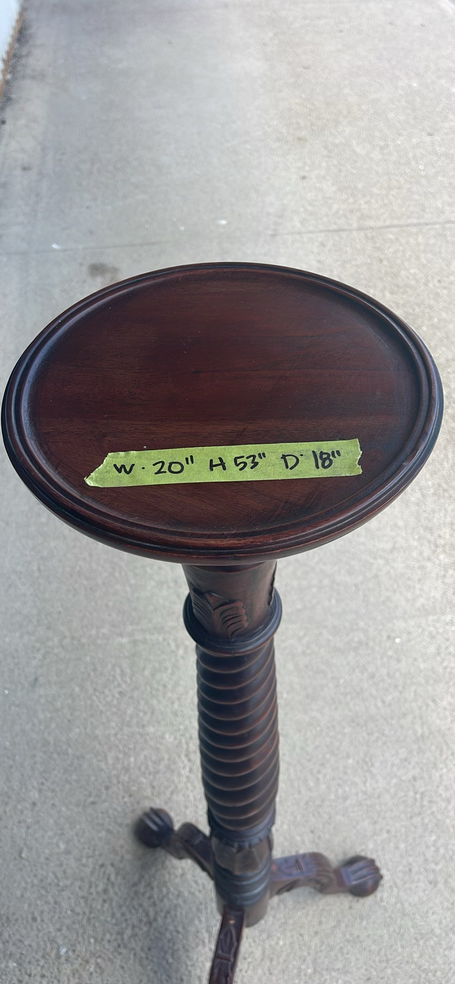 Carved Wooden Pedestal Plant Stand - image 2 of 6