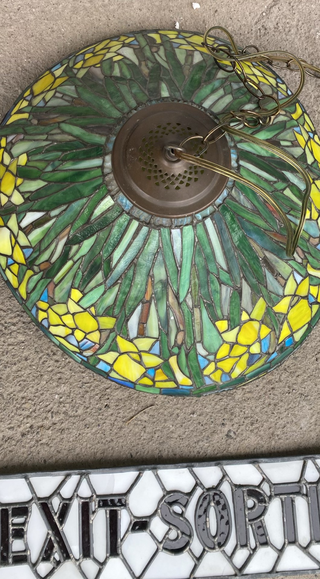 Tiffany Style Lamp Fixture and Stained Glass Exit sign - image 4 of 8