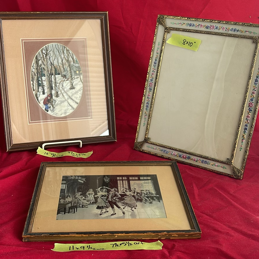 French Silk Tapestry By A. Perez, Petit Point Needlepoint And Metal Picture Frame - image 1 of 21