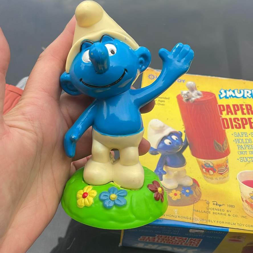 Vintage Smurf Cup Dispenser - image 4 of 7