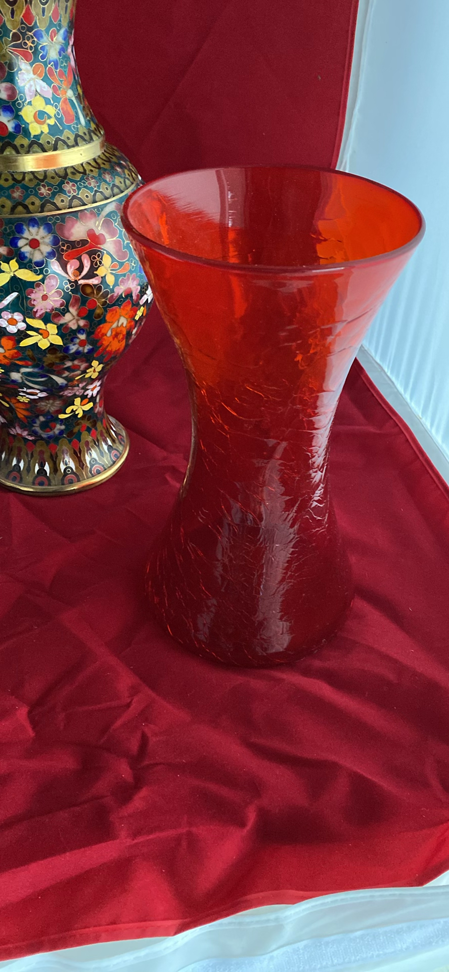 Cloisonne Large Mille Fleurs Vase, Antique Milk Glass - image 5 of 9
