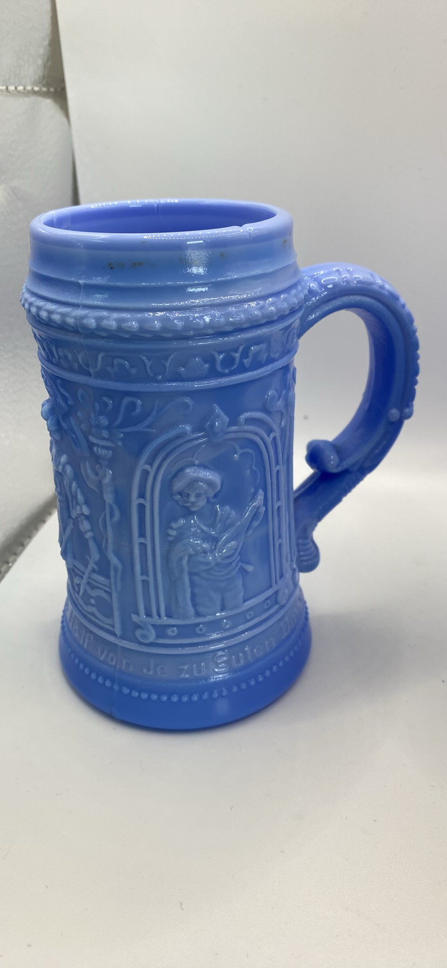 Blue Slag Milk Glass Steins And Pairpoint Plates - image 5 of 12