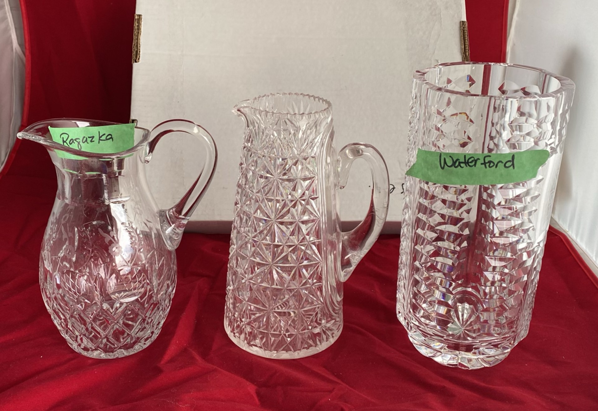 Waterford Alana Crystal Vase, Thomas Webb Water Pitcher and Rogasksa Pitcher - image 1 of 15