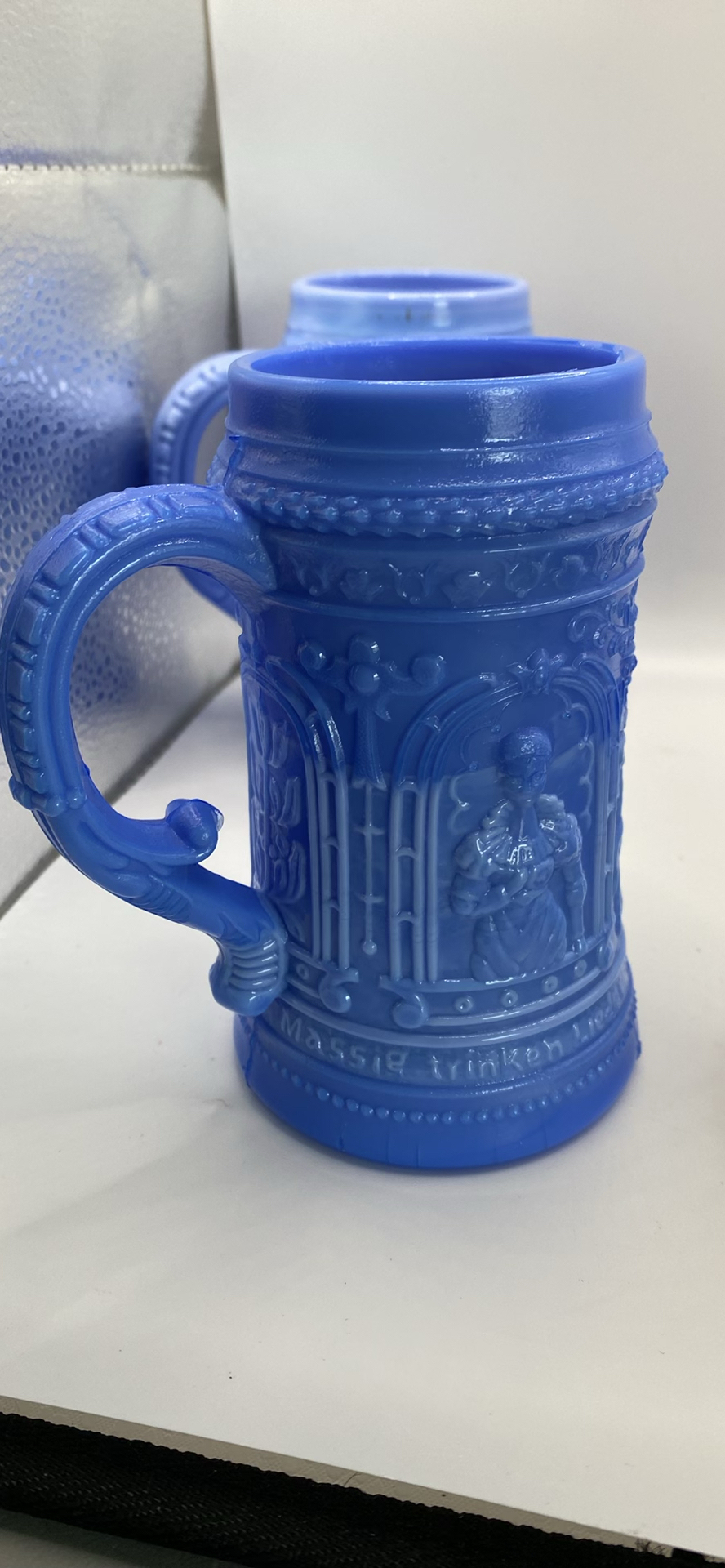 Blue Slag Milk Glass Steins And Pairpoint Plates - image 8 of 12