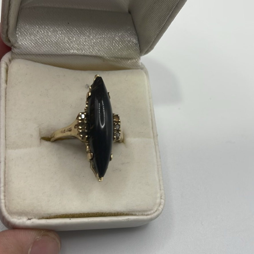 Marquise Cut 10k Onyx Ring - image 2 of 8