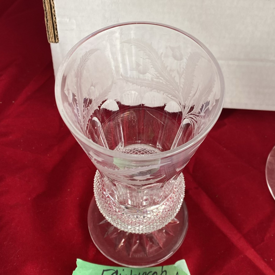 Edinburgh Crystal Thistle Vase, Lead Crystal Fan Vase And An Antique Celery Frosted Vase - image 13 of 15