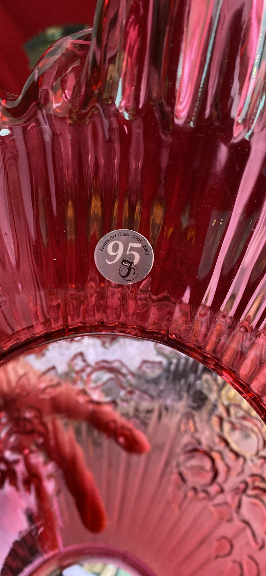 Fenton Cranberry Glass Gone with the Wind Lamp - image 2 of 8